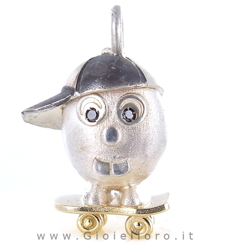 Ciondolo in argento e oro Pulci - Pulce Skater