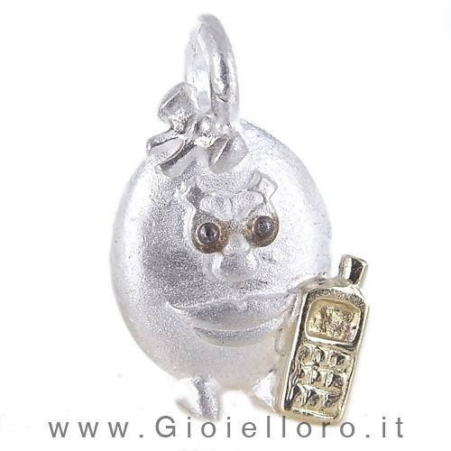 Ciondolo in argento e oro Pulci - Pulce Chiacchierona