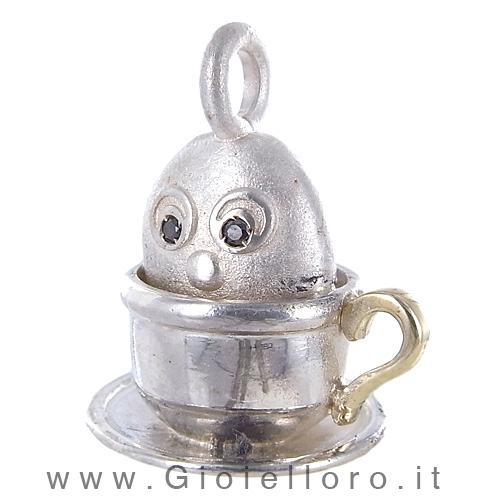 Ciondolo in argento e oro Pulci - Pulce in Tazza