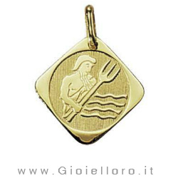 Ciondolo segno zodiacale in oro giallo ACQUARIO - Stella Milano