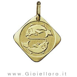 Ciondolo segno zodiacale in oro giallo PESCI - Stella Milano