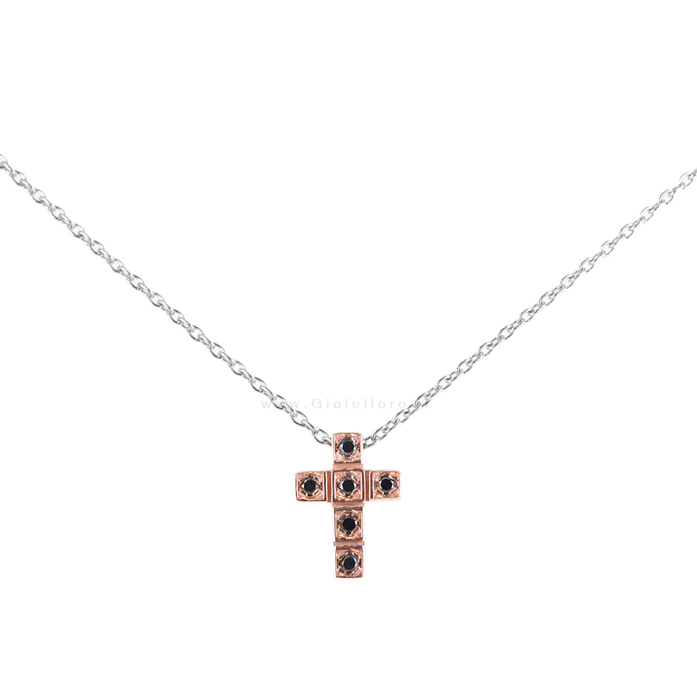 Collana CROCE Salvini Uomo in oro rosa e Diamanti neri 20067663