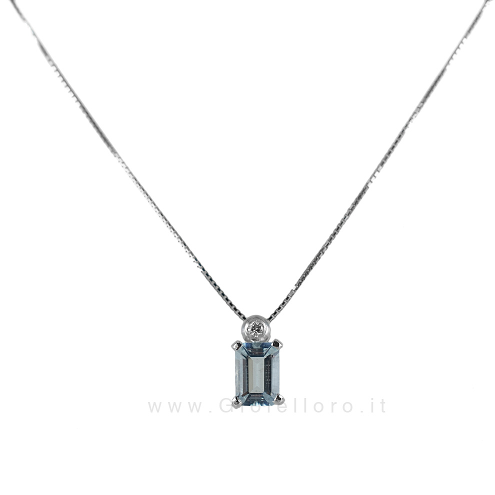 Collana con Ciondolo Acquamarina e Diamante collezione Ingrid