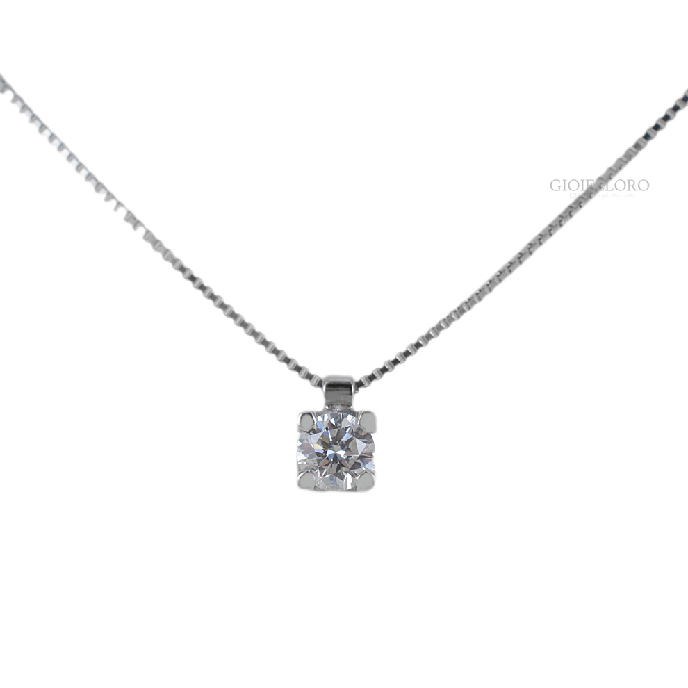 Collana con ciondolo Diamante punto luce carati 0.20 G IF