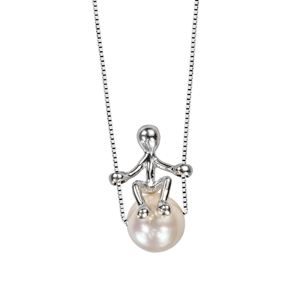 Collana con ciondolo Pensieri Felici in argento e Perla GS1008