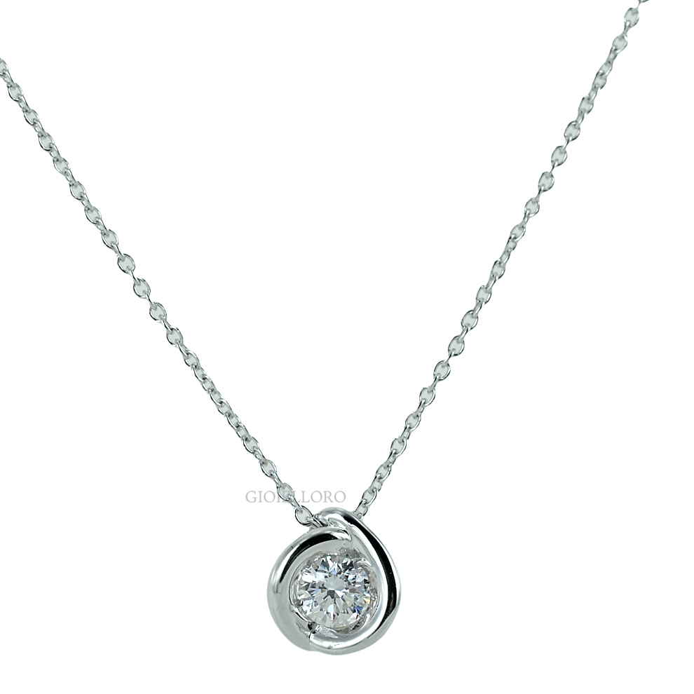 Collana con ciondolo Punto Luce in oro con Diamante ct 0.10 G SI Dluce collezione CALLA