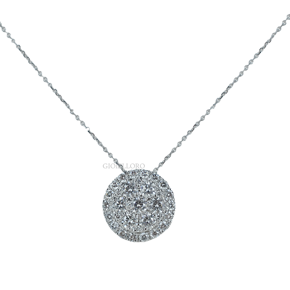 Collana con ciondolo effetto Punto Luce in oro con Diamanti ct 0.64 G SI