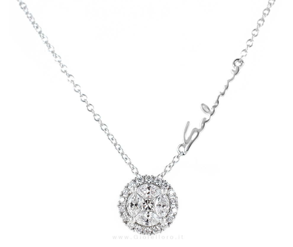 Collana con ciondolo effetto punto luce Salvini con diamanti ct. 0.14 G H Cleofe