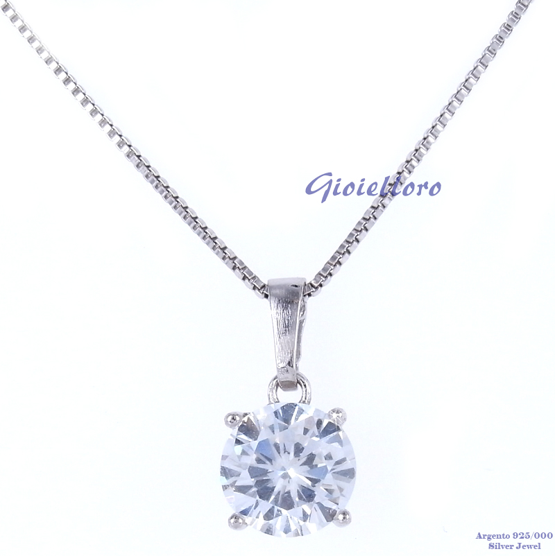 Collana con pendente in argento punto luce con zircone