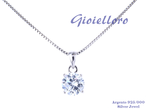 Collana con pendente in argento punto luce con zircone