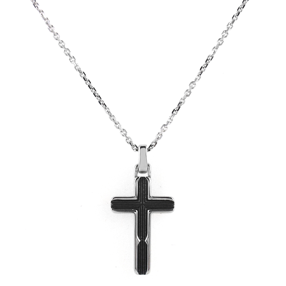 Collana Croce In Argento 925 Con Catena Rolo - Unisex, 41-76cm, Regalo Elegante