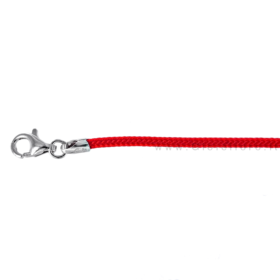 Collana in argento e tessuto nautico sottile colore Rosso