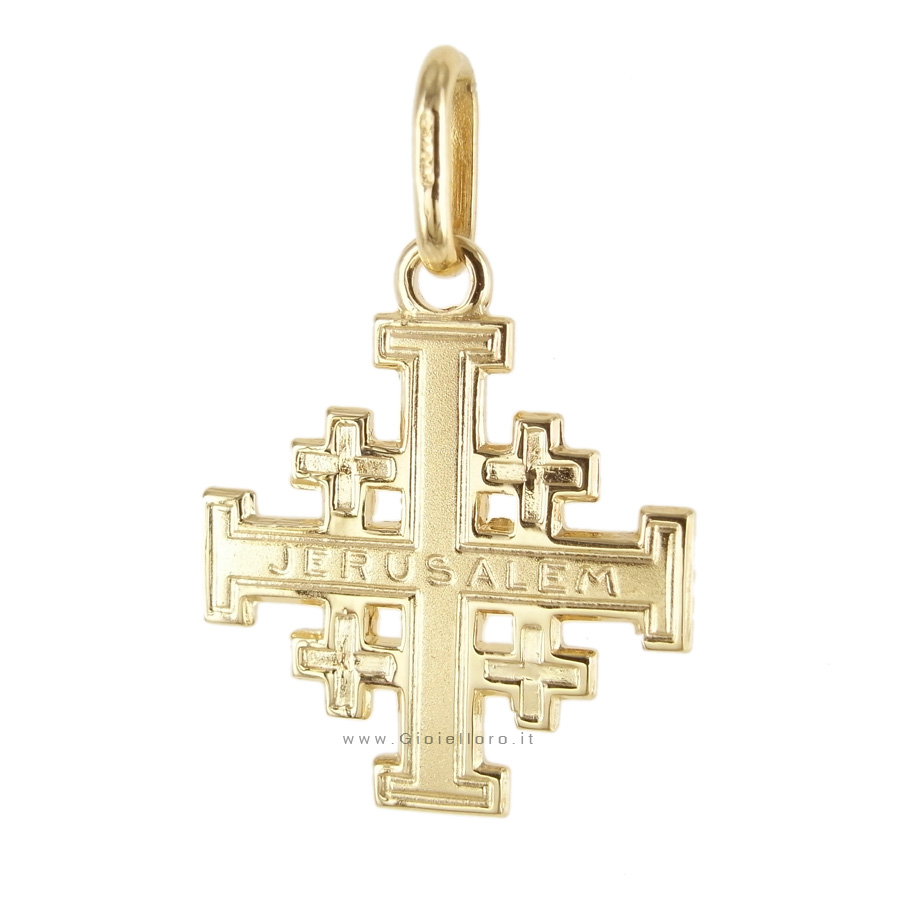 Croce di Gerusalemme in oro giallo 18 kt