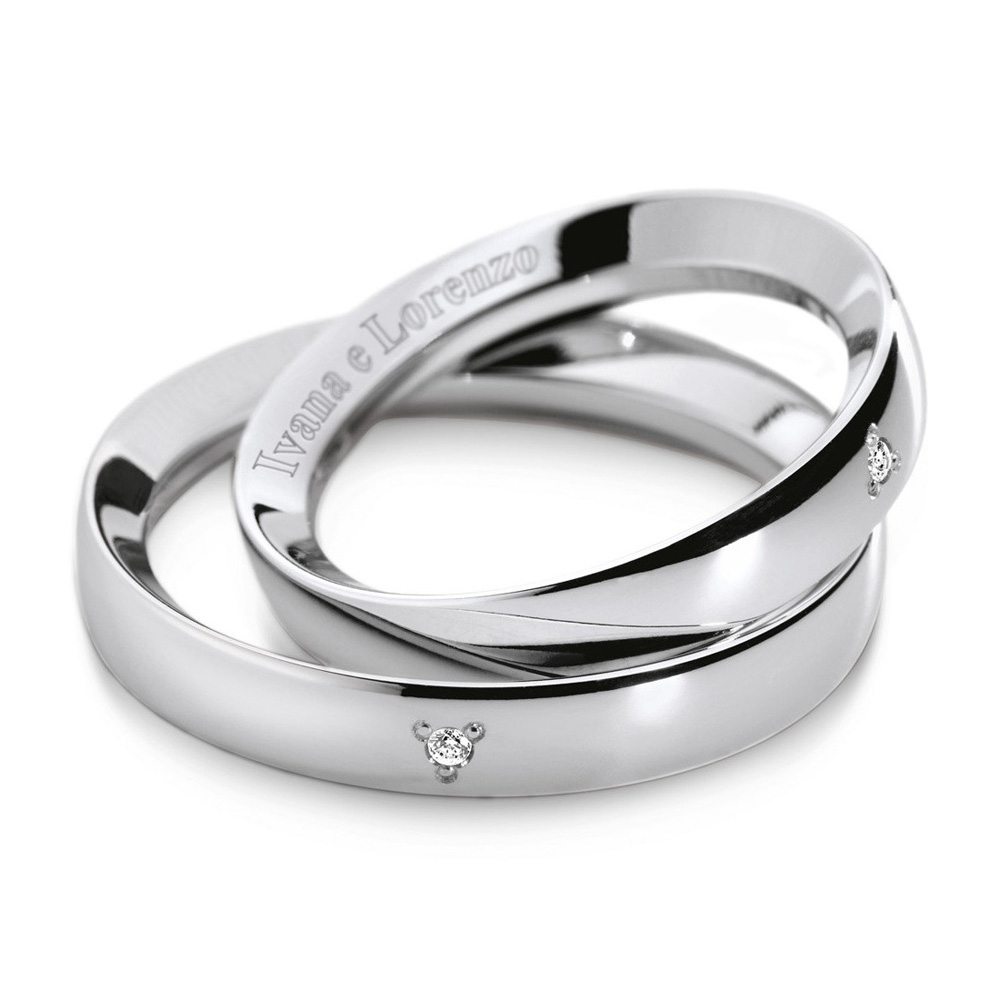 18 kt gold - comfortable wedding bands -  diamond set 