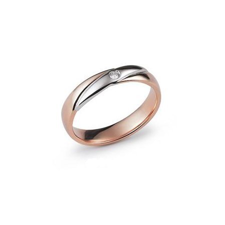 Fede Nuziale Orsini oro bianco e rosa con diamante FE332 Fedi Orsini Gioiel