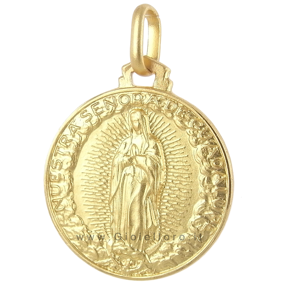 Medaglia Madonna di Guadalupe in oro giallo 18 kt 18 mm