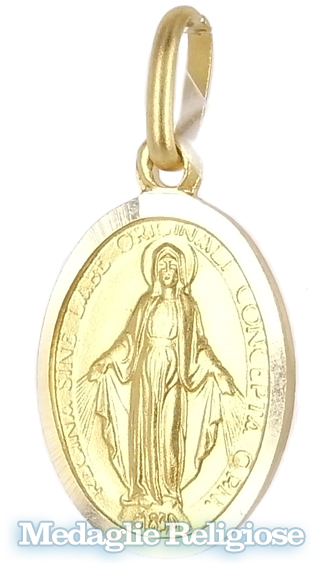 mm 6 x 8 Medaglia Madonna Miracolosa in oro bianco e oro giallo
