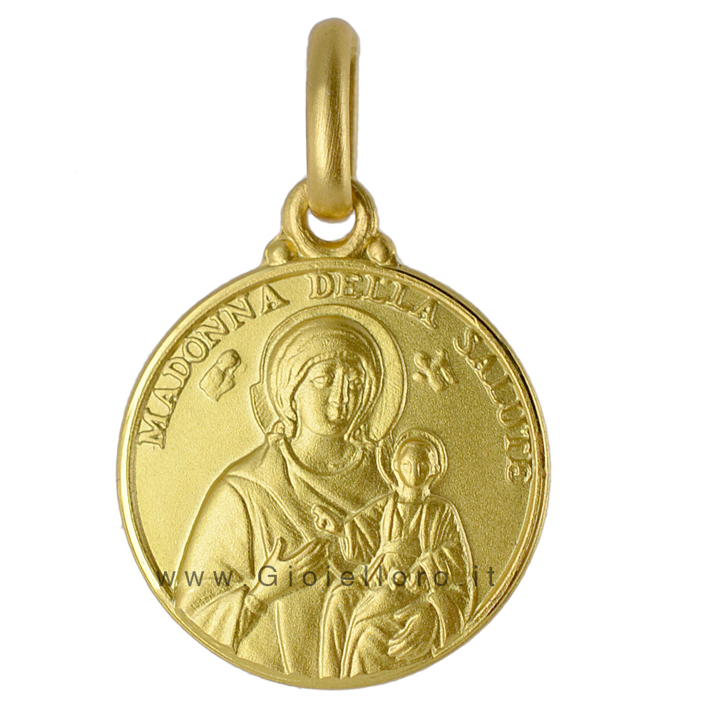 Medaglia Madonna della Salute in oro giallo 18 kt 14 mm