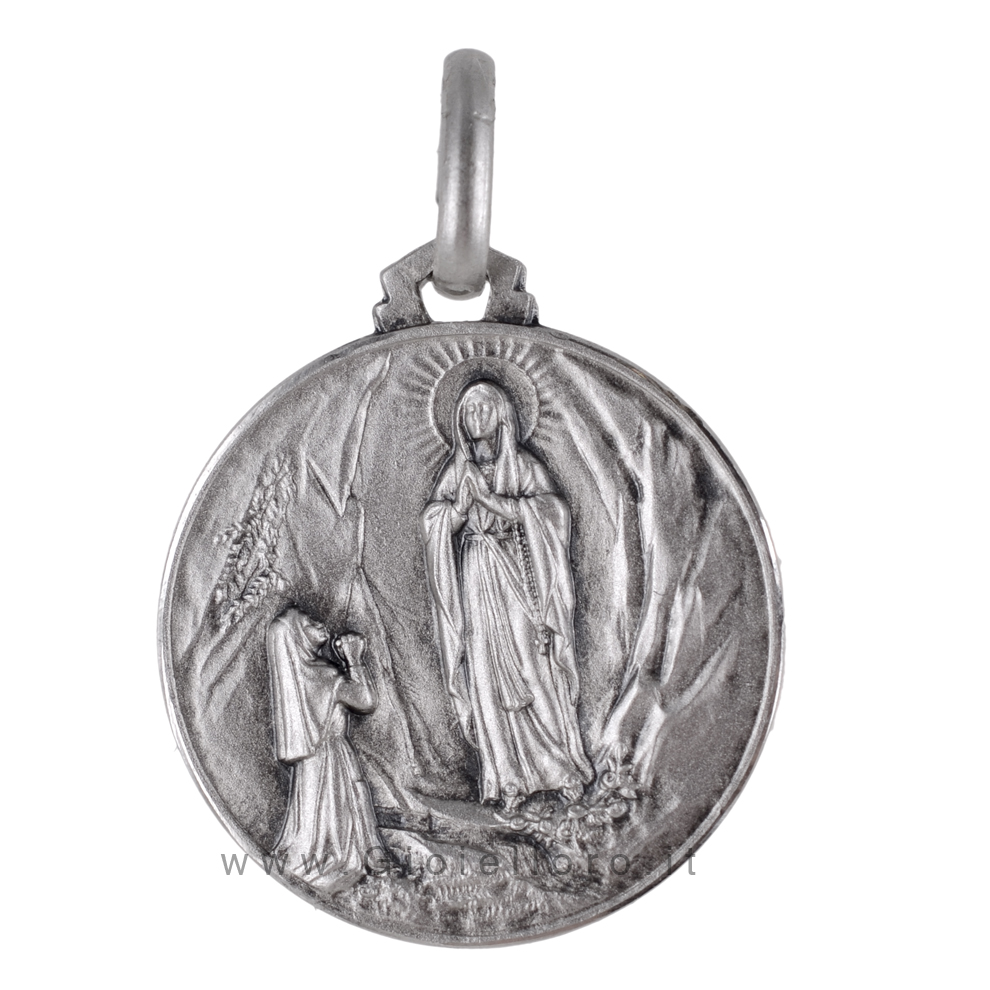 Medaglia Madonna di Lourdes in argento 21 mm