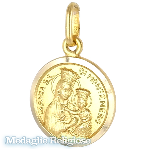 Medaglia Maria S.S. di Montenero in oro giallo 15 mm
