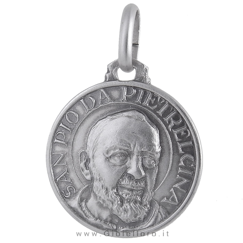 Medaglia Padre Pio in argento 16 mm 