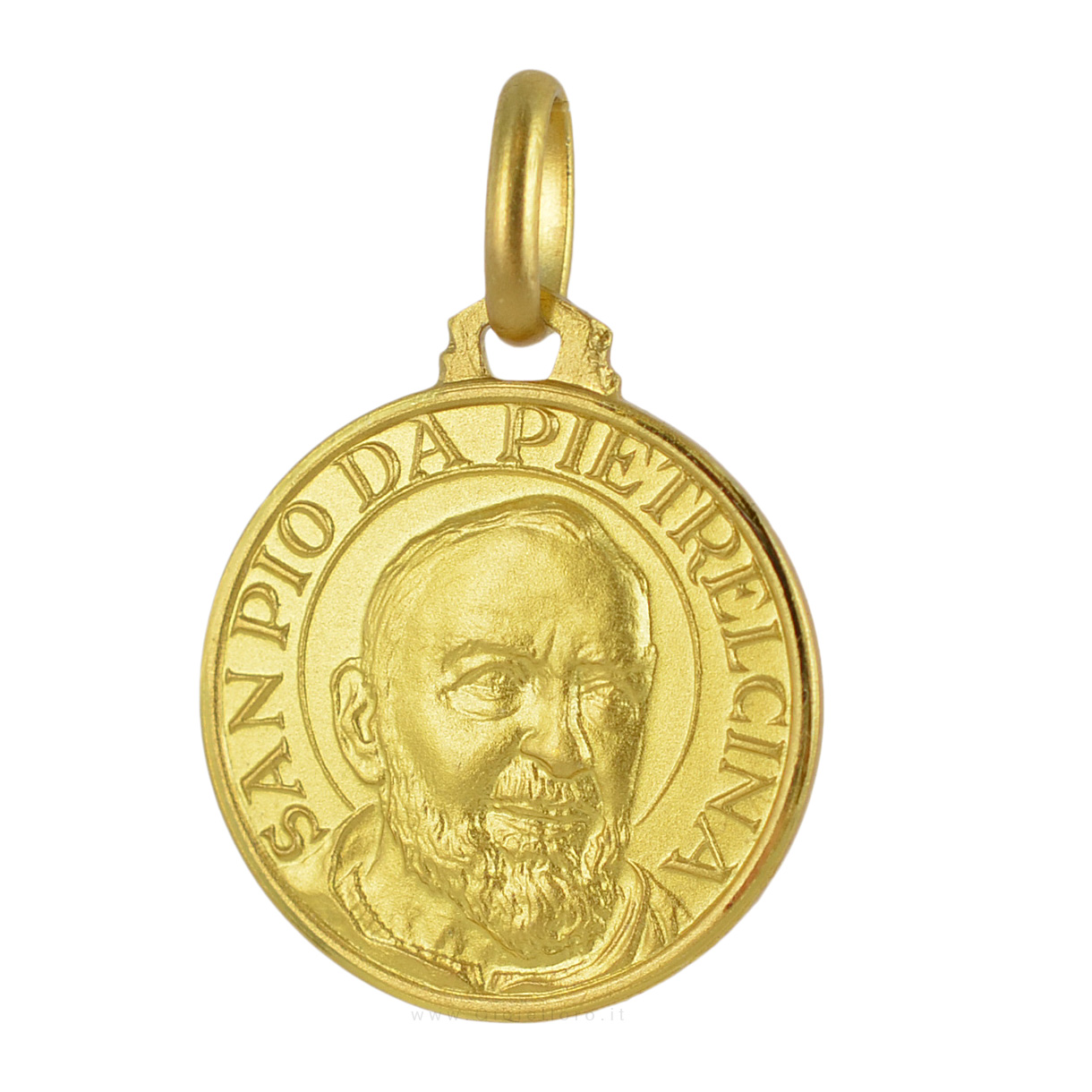 Medaglia Padre Pio in oro giallo 16 mm
