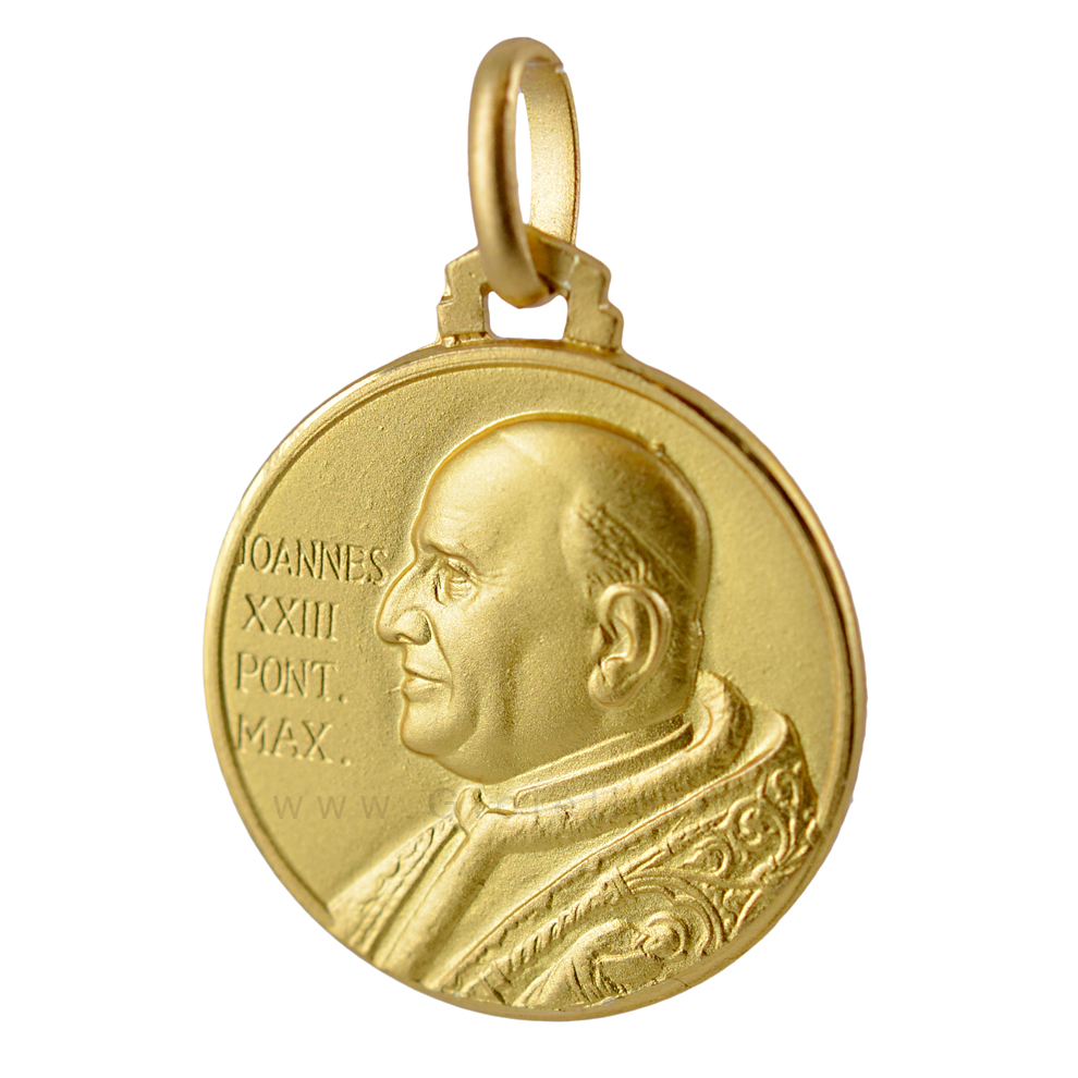 Medaglia Papa Giovanni  XXIII in oro giallo 18 mm