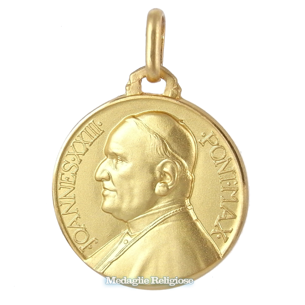 Medaglia Papa Giovanni  XXIII in oro giallo 18 mm