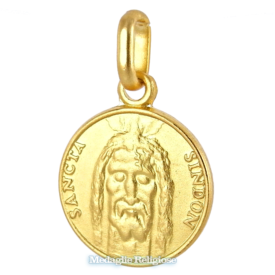 Medaglia Sacra Sindone in oro giallo 12 mm