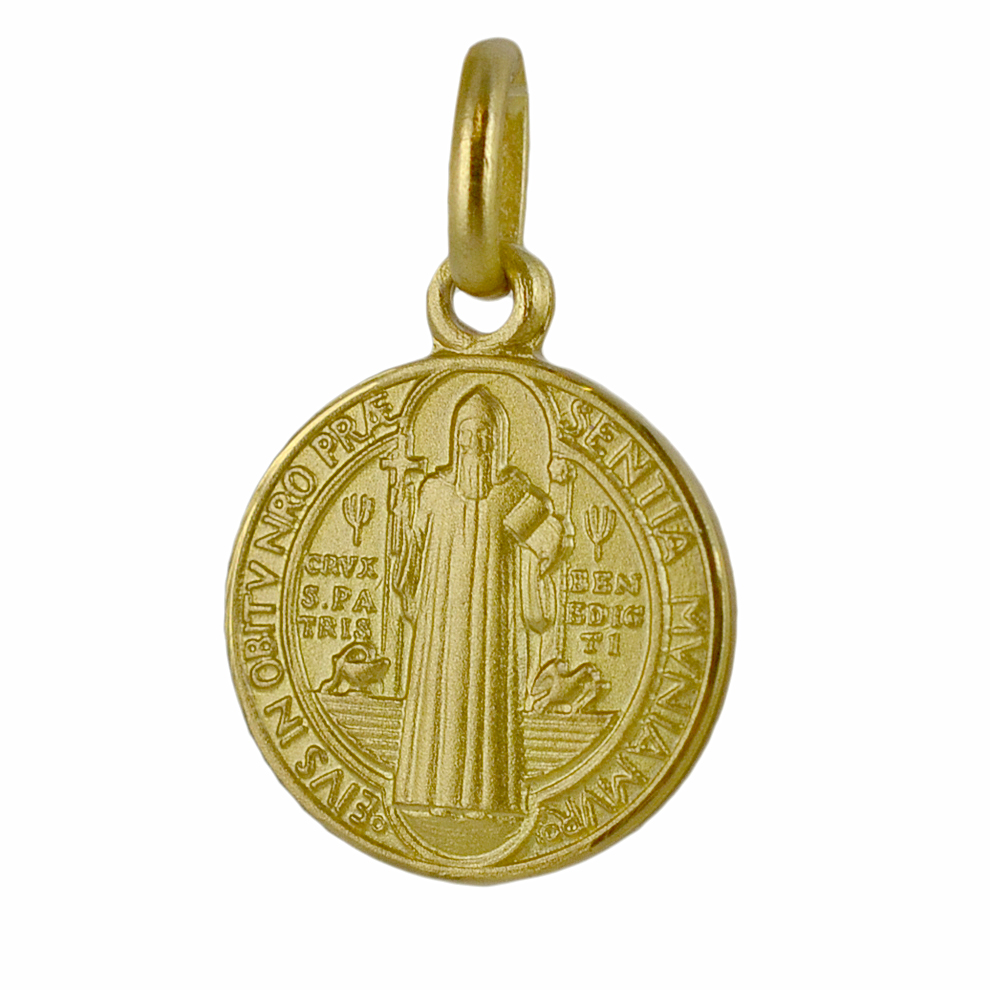 Medaglia San Benedetto in oro giallo 12 mm