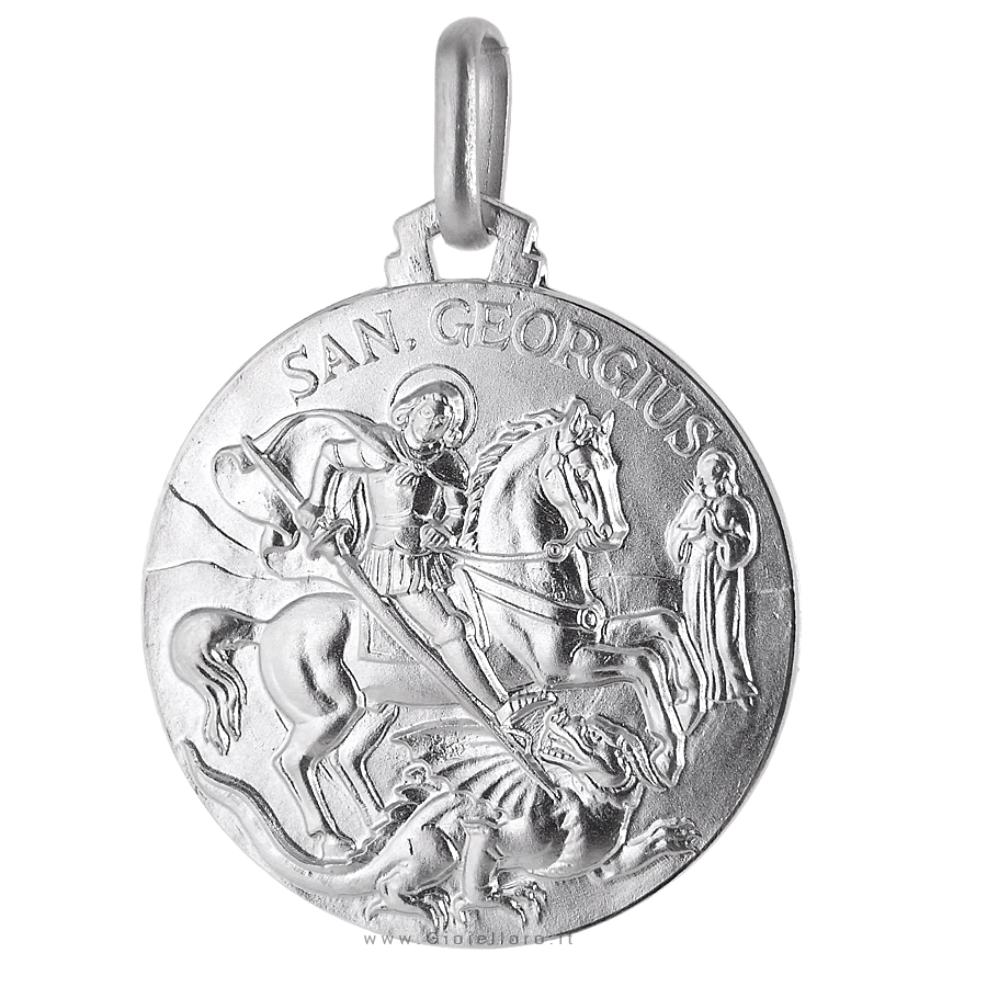 Medaglia San Giorgio in oro bianco 25 mm
