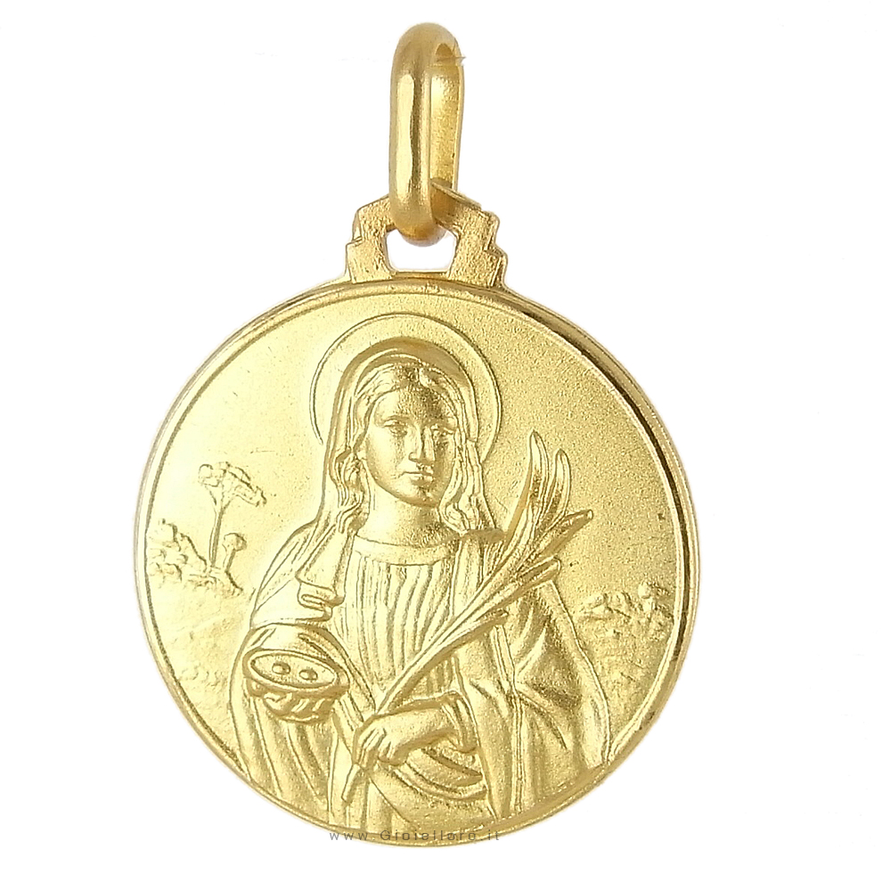 Medaglia Santa Lucia in oro giallo 18 mm