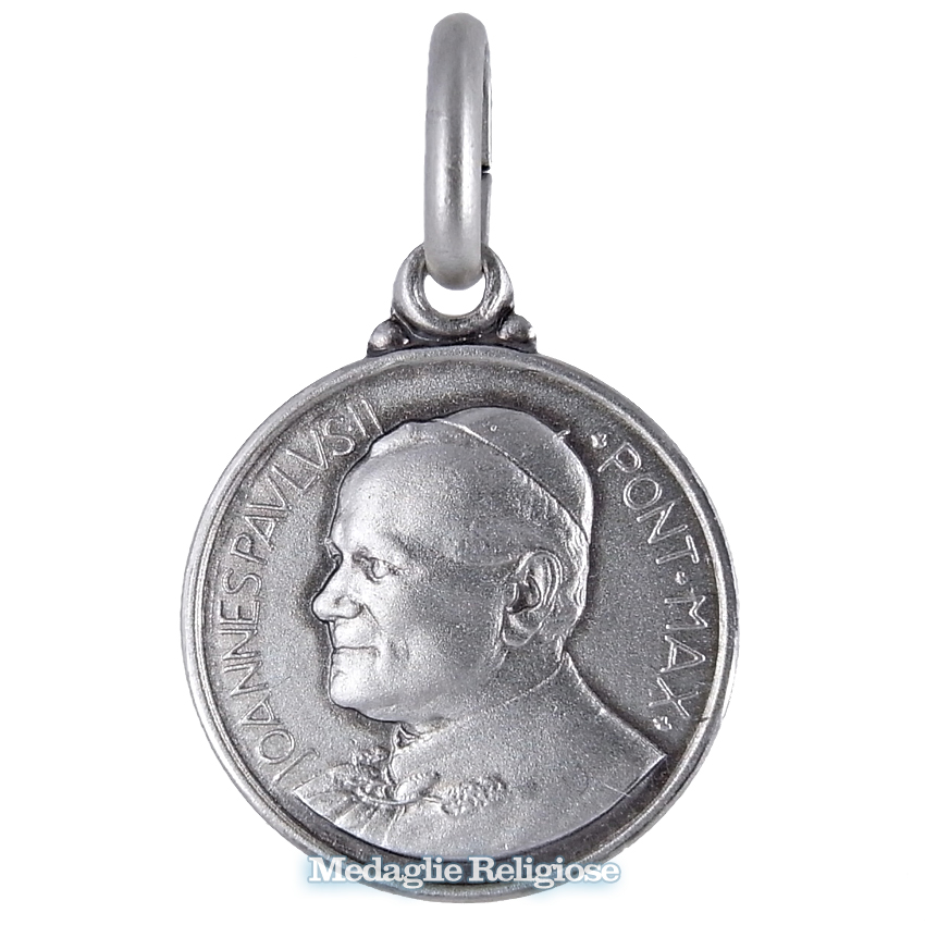 Medaglia religiosa in argento Papa Giovanni Paolo II 14 mm