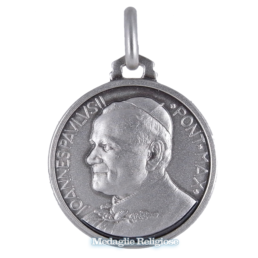 Medaglia religiosa in argento Papa Giovanni Paolo II 16 mm
