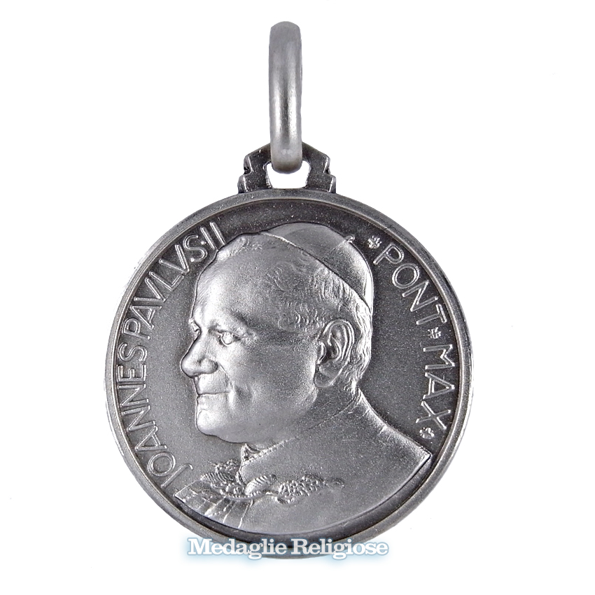 Medaglia religiosa in argento Papa Giovanni Paolo II 21 mm