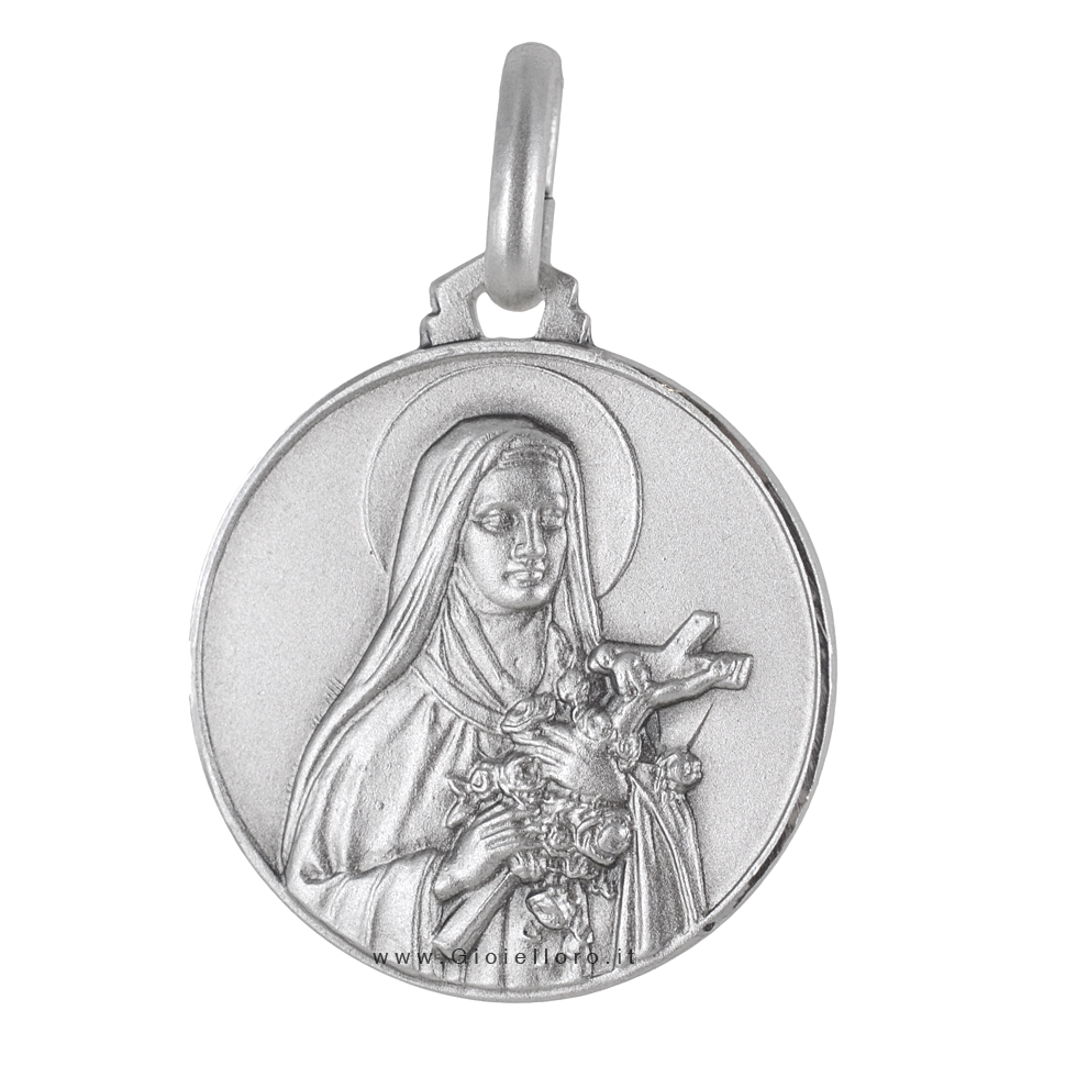 Medaglia santa Teresina di Lisieux in argento 21 mm