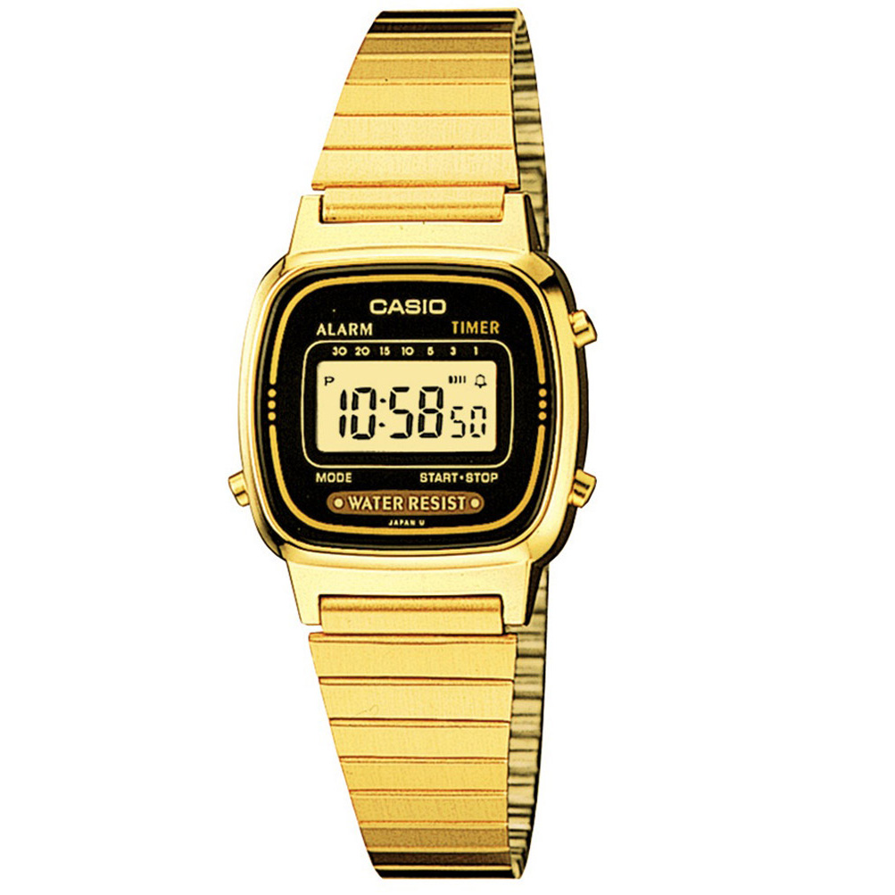 Orologio Casio Donna in acciaio PVD oro giallo cassa 24 mm nero LA670WGA-1DF