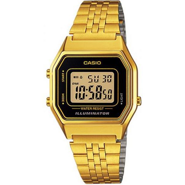 Orologio Casio Donna in acciaio PVD oro giallo cassa 28 mm nero LA680WGA-1DF