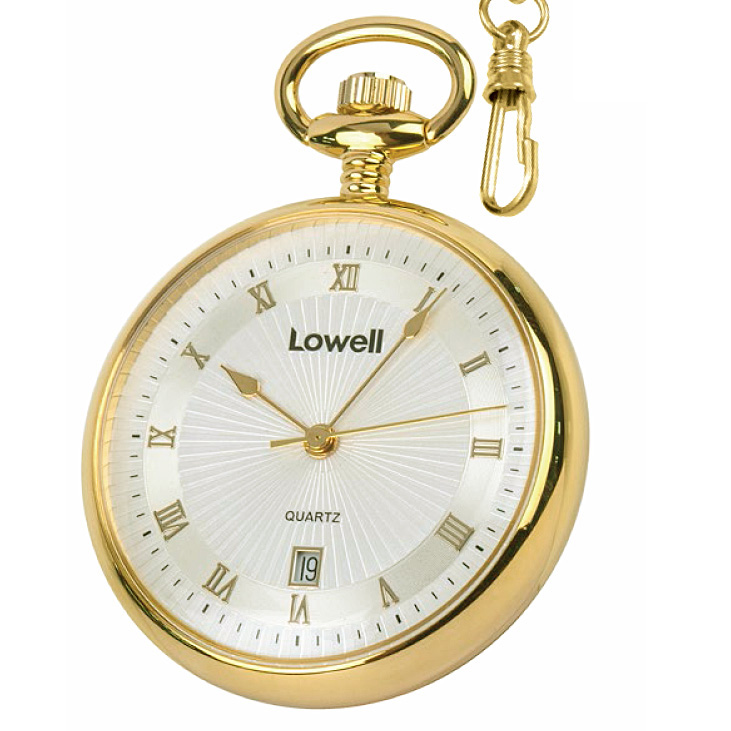 Orologio Lowell tasca colore oro giallo numeri romani LEPINE con catena 