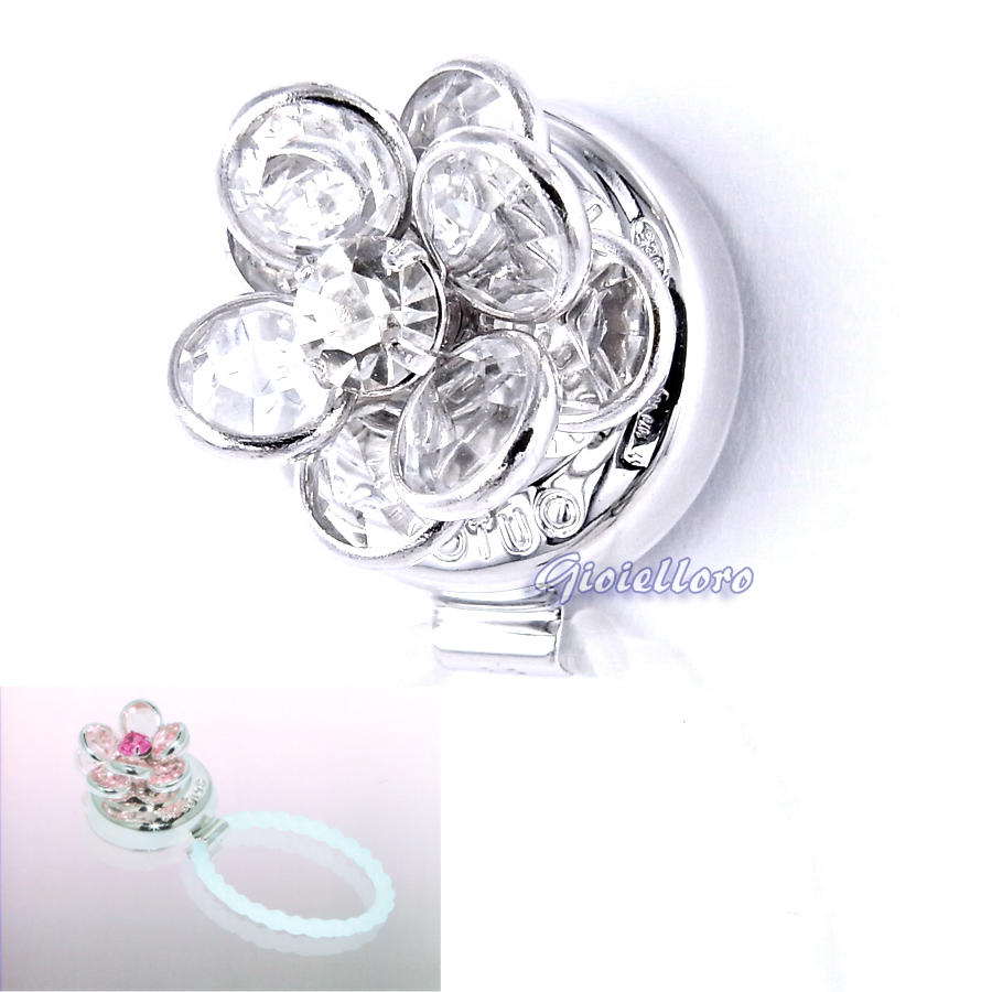Portaocchiali Solotuo in argento Crystal Flower Bianco