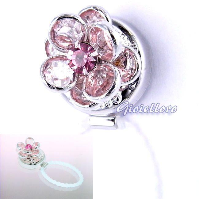 Portaocchiali Solotuo in argento Crystal Flower Rosa
