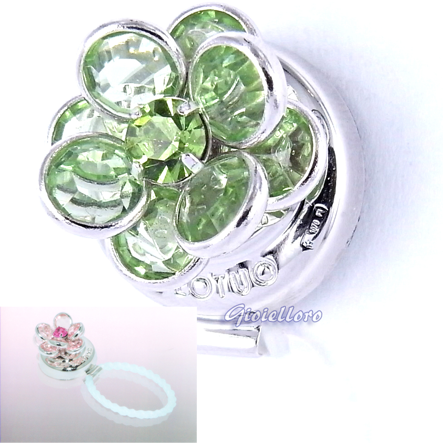Portaocchiali Solotuo in argento Crystal Flower Smeraldo