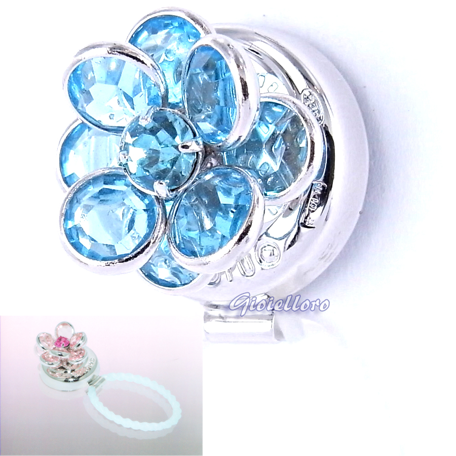Portaocchiali Solotuo in argento Crystal Flower Zaffiro