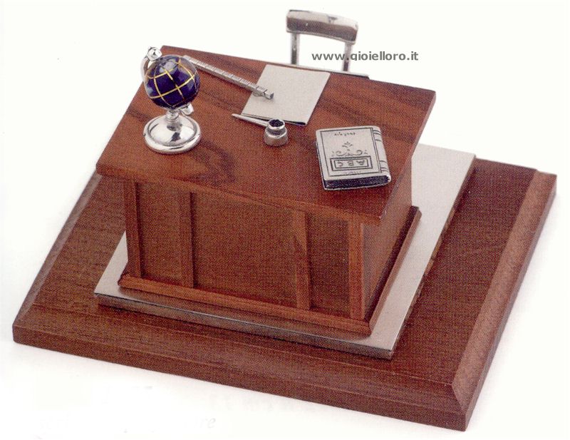 Teacher's desk in precious wood and silver