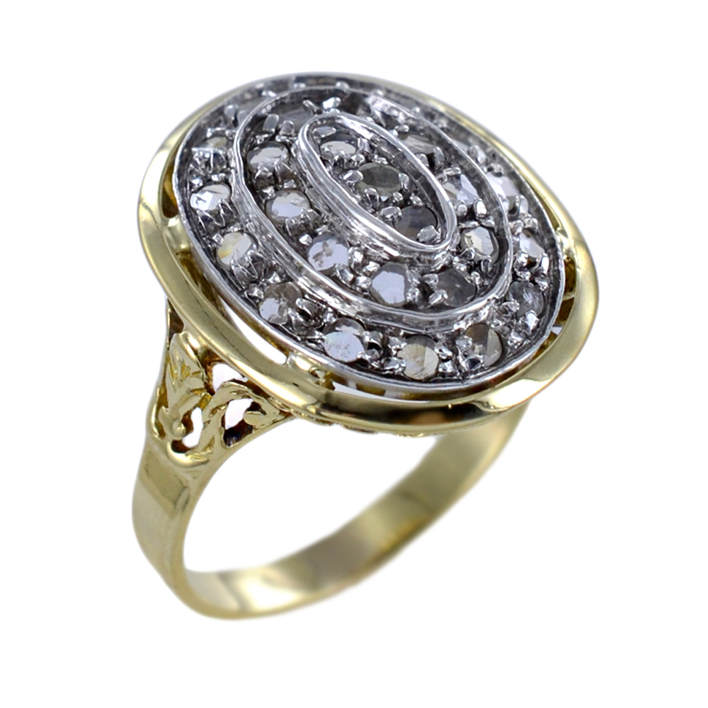 Anello classico vintage grande con diamanti