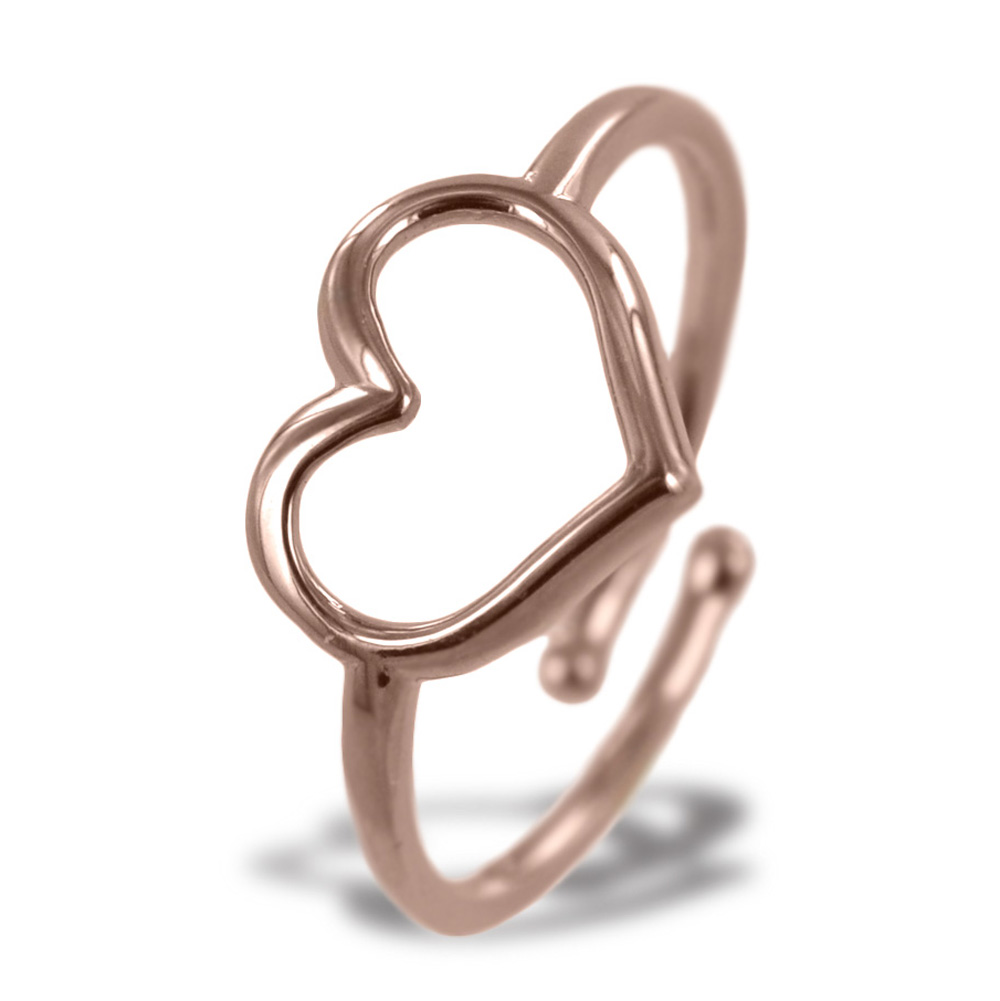 Anello con cuore traforato in argento rose