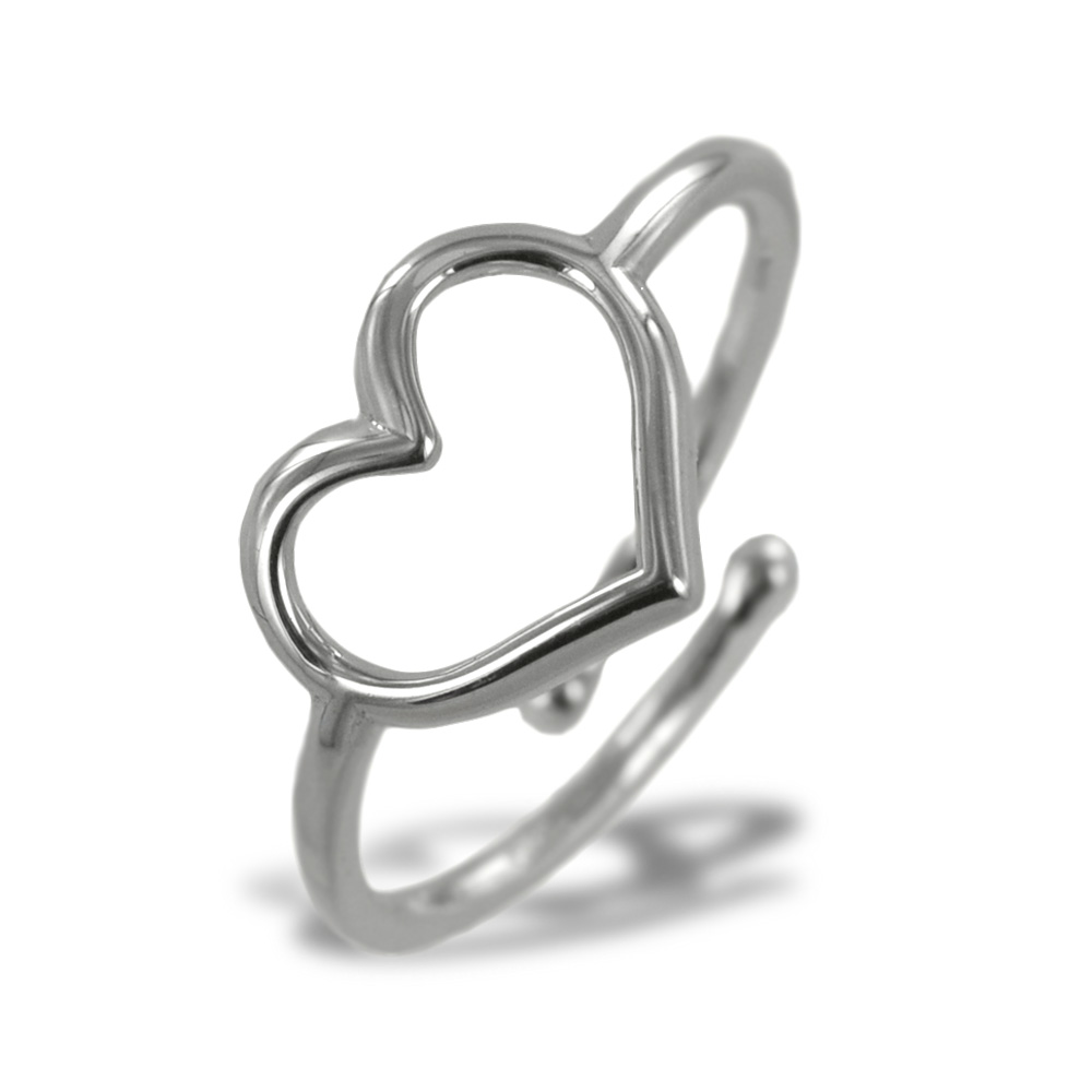 Anello con cuore traforato in argento silver