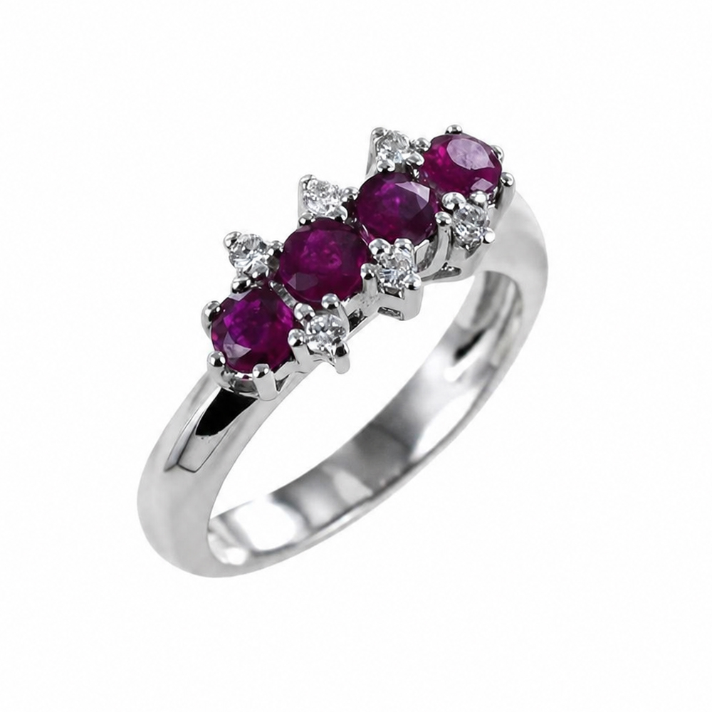 Anello con Rubini e Diamanti a fascia fantasia
