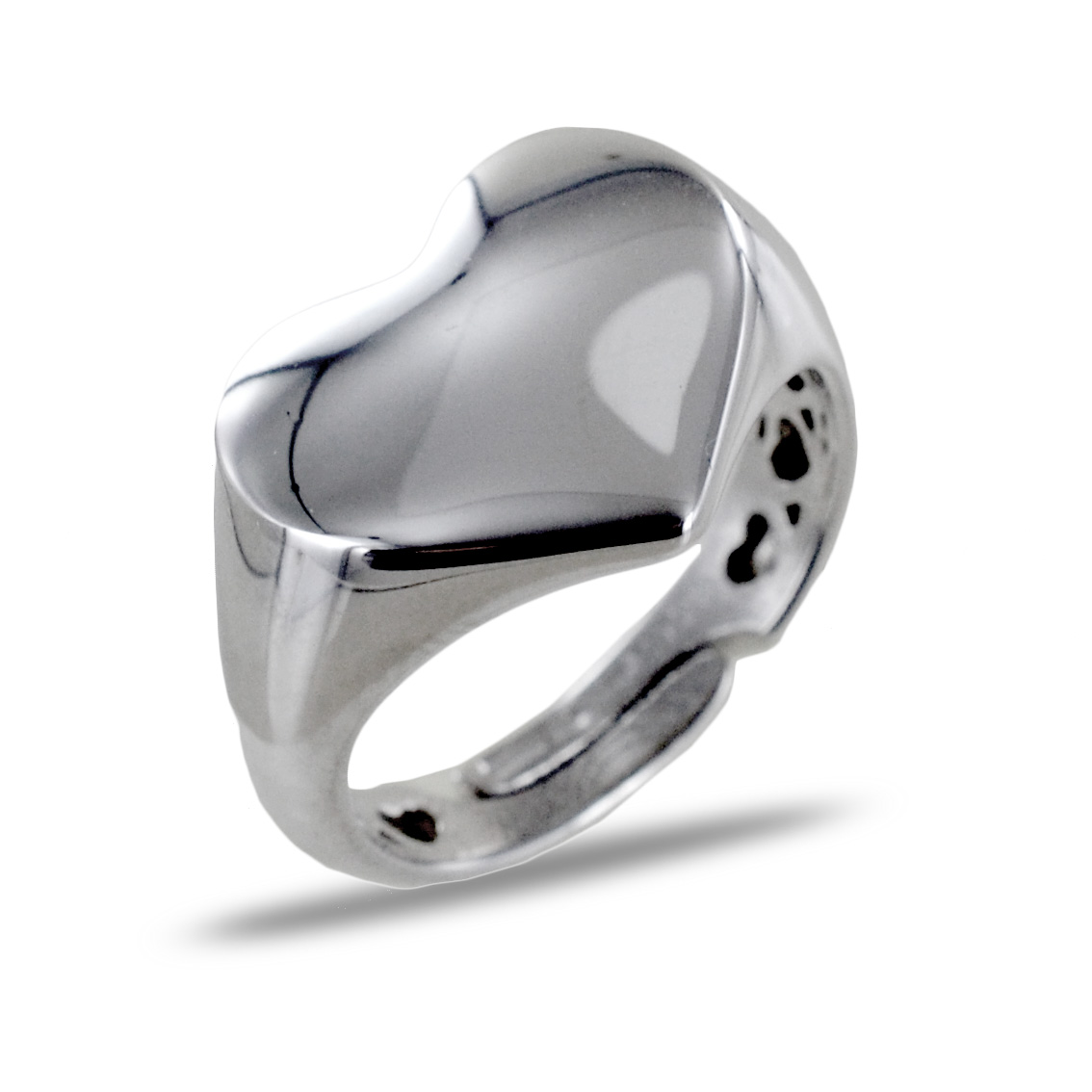 Anello con scudo a cuore in argento silver lucido