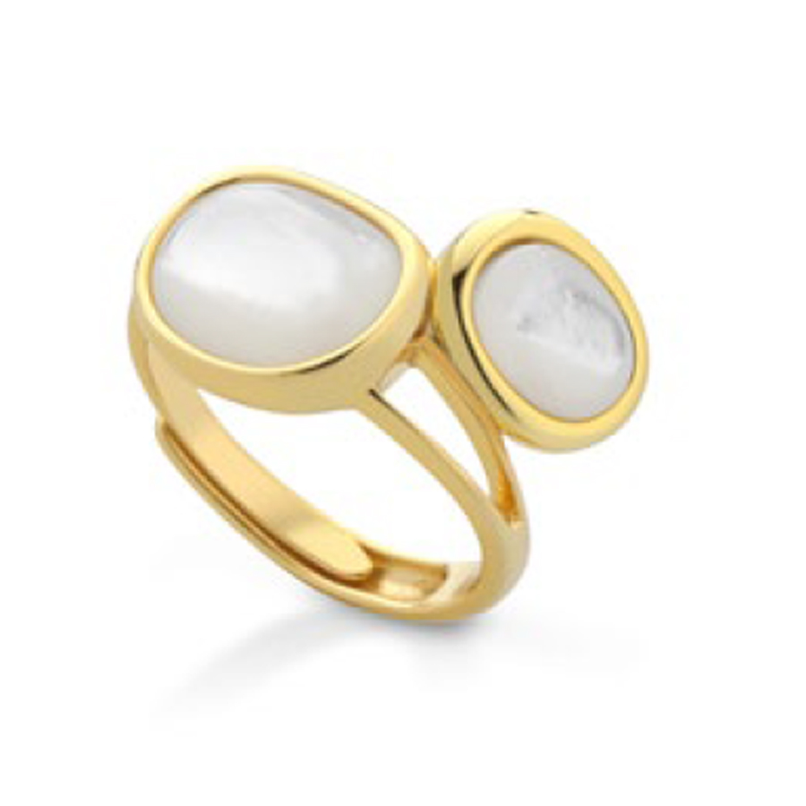 Anello contrarie in Argento giallo e Madreperla Australiana 